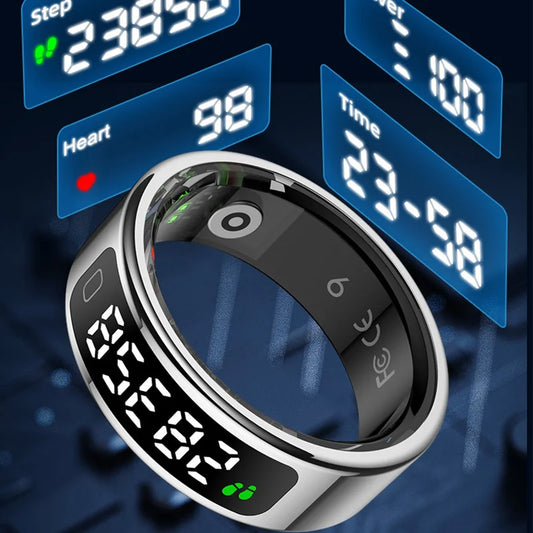 R11C Smart Ring Men Women Display Screen Gesture Swipe Video Smartring Waterproof Heart Rate Sleep Monitor Qring for Android IOS - Merit Sell