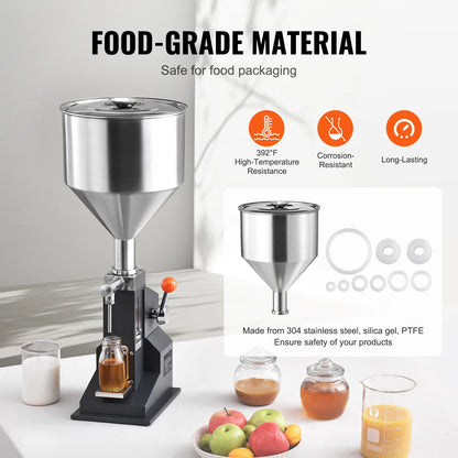SucceBuy 5-100ml /5-50ml Manual Paste Liquid Filling Machine with Hopper Adjustable Bottle Filler for Milk Water Shampoo Honey - Merit Sell
