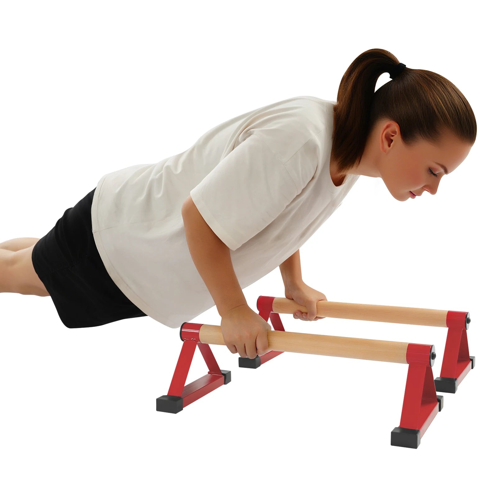 Wood Push up Bars, 50cm Handstand Bars for Calisthenics, Triangle Pushup Stands Bars Bearing 400kg for Home Office Gym