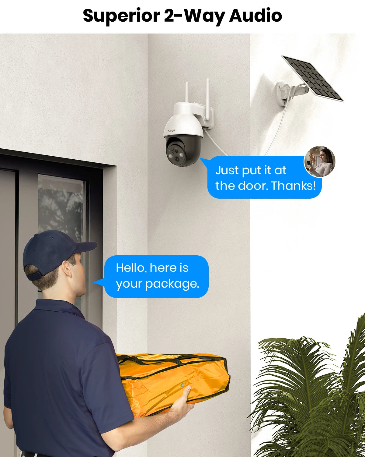 AOSU 3MP PTZ Solar Security Camera Built-in Battery Wireless 2.4Ghz WIFI Camera PIR AI Detection 2-Way Audio Outdoor CCTV Camera