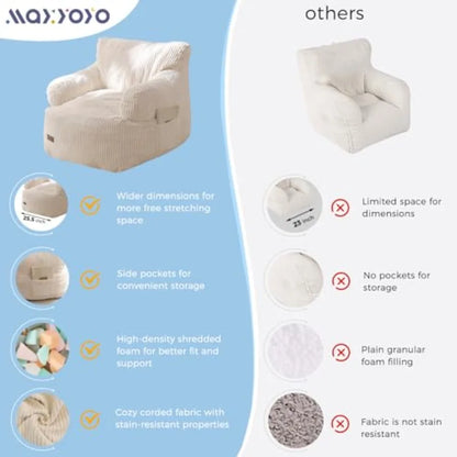 Bean Bag Chair Stuffed Toddler Bean Bag Sofa with Filler Bean Bag Chair for Boys and Girls Lazy Sofa with Pocket Floor Chair fo
