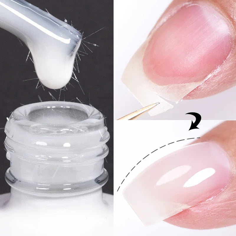 AWStorG 15ML Fiber Builder Nail Gel In A Bottle UV Semi Permanent Clear Pink Nail Strengthener Extension Construction Gel