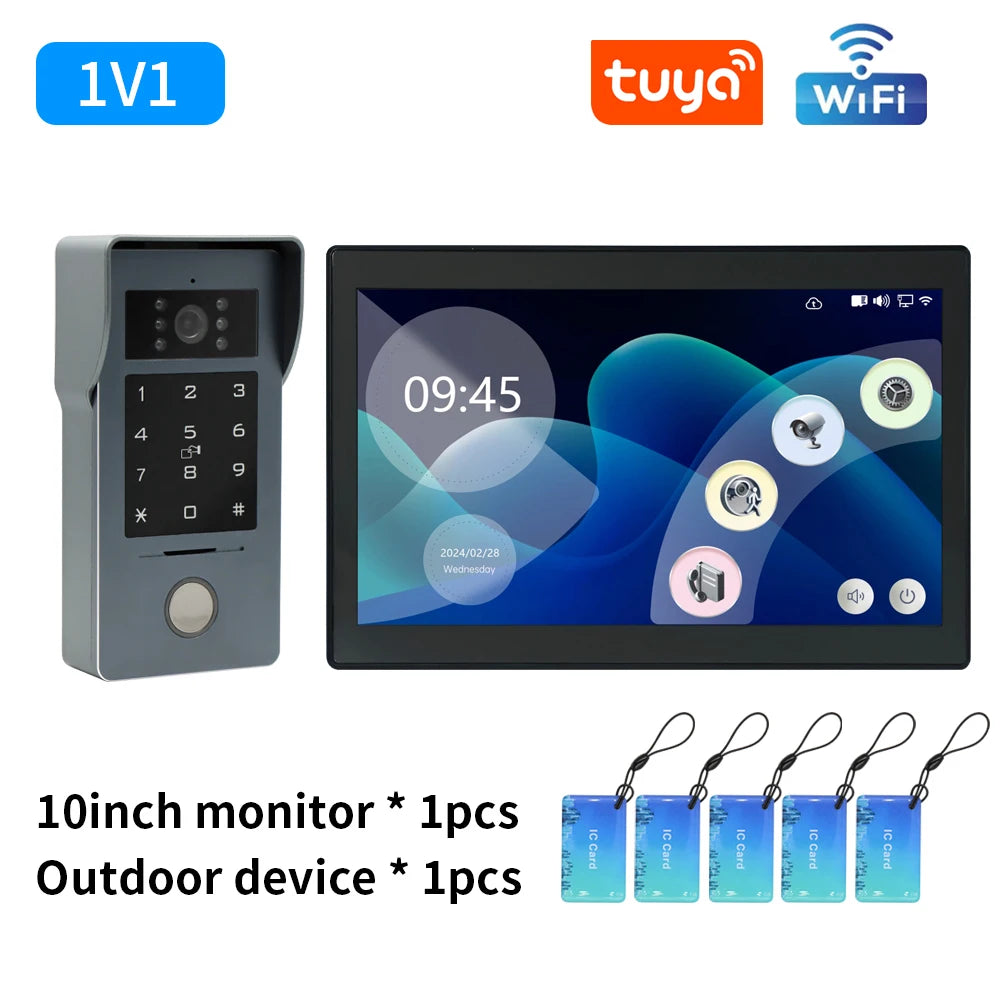 Wifi 1080P Video Intercom Video Doorbell Color Touch Screen Camera Access Control Security IP Villa RFID Support Tuya App
