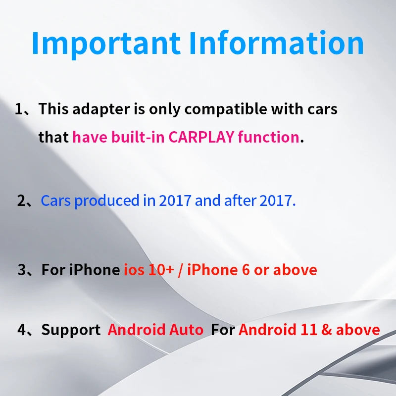 Wireless CarPlay Adapter for iPhone,2in1 Wired to Wireless CarPlay,wireless apple carplay adapter with usb-c/Type-C android auto