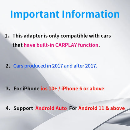 Wireless CarPlay Adapter for iPhone,2in1 Wired to Wireless CarPlay,wireless apple carplay adapter with usb-c/Type-C android auto