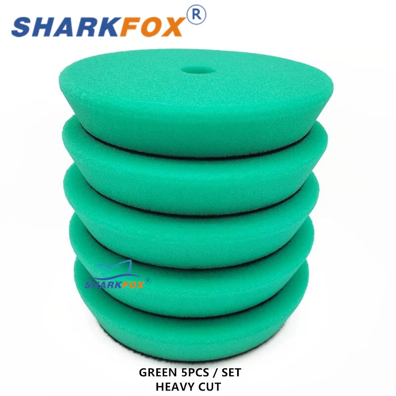 Sharkfox 3"(80mm)/5"(125mm)/6"(150mm) Buffing Polishing Sponge Pads Kit For Car Polisher Disc Buffer Foam Polish Pad - Merit Sell