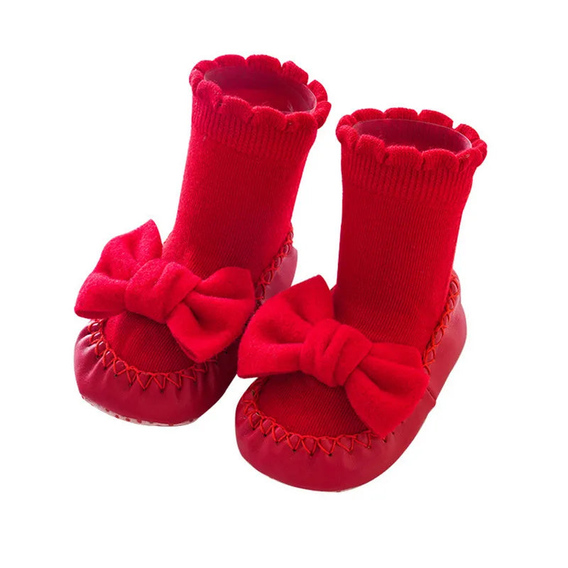 Baby Girls Socks Shoes Autumn Winter Clothes Cute Bow Socks Non-slip Soft Lightweight Floor Socks Baby Items Clothing