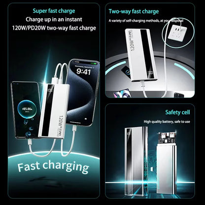 OnePlus 200000mA High Capacity Power Bank 120W Super Fast Charging Battery LED Digital Display Powerbank For Xiaomi Iphone