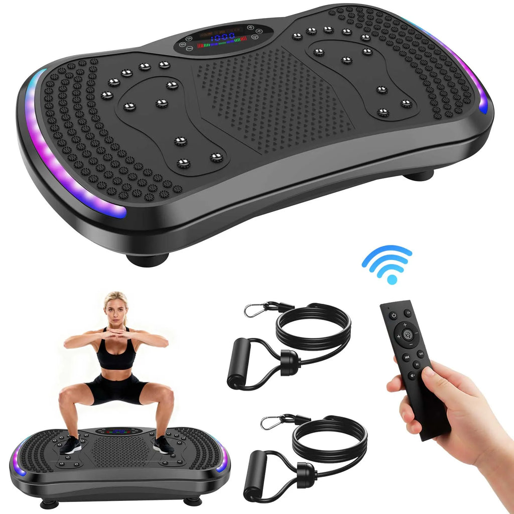LED Light Vibration Plate Exercise Machine 200kg 9 Mode for Full Body Training Fat Burning&Muscle Building Weight Loss&Shaping
