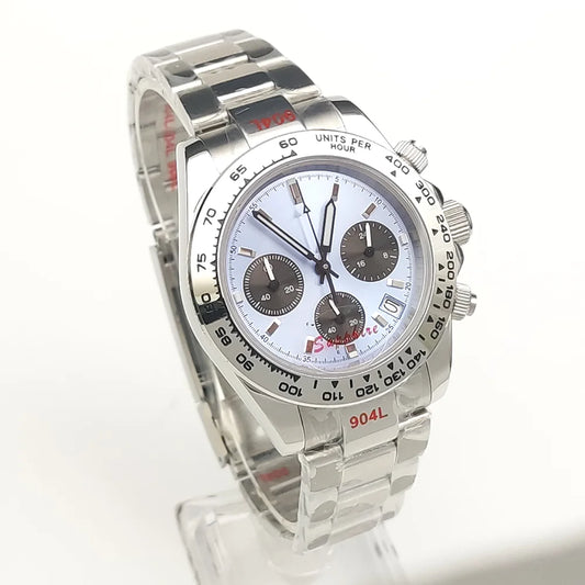 20 Colors dress 39mm Quartz Chronograph Sapphire Crystal Stainless Luminous Men's Watch VK63 Movement Calendar Strap