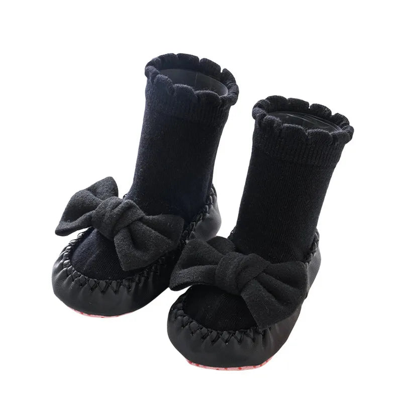 Baby Girls Socks Shoes Autumn Winter Clothes Cute Bow Socks Non-slip Soft Lightweight Floor Socks Baby Items Clothing