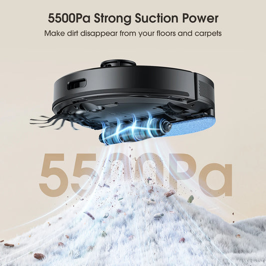 Lubluelu L15 Ultra  Robot Vacuum Mop Combo 5500Pa Robot Vacuum Auto-Charging  5 Maps 24 No-go Zones 3 In 1 Robot Vacuum Cleaner