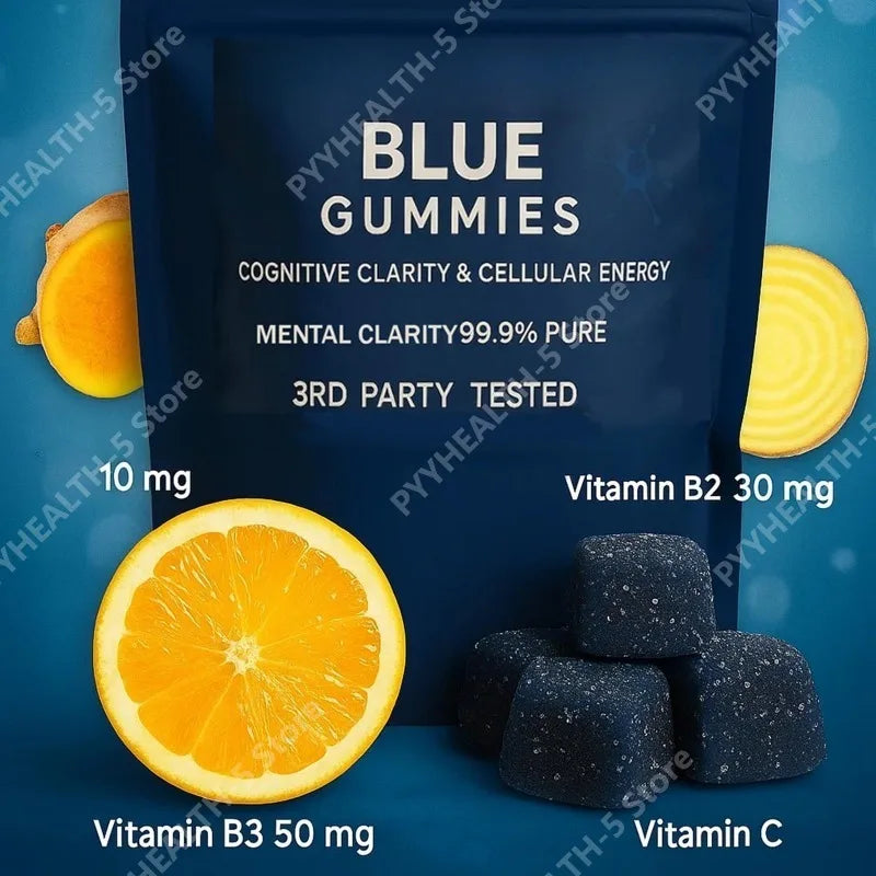 Gummy with Vitamins B2, B3 & C for For Cognitive Health & Natural Energy Lifted Mood, 99.9% Pure 30 Gummies(1Pc)