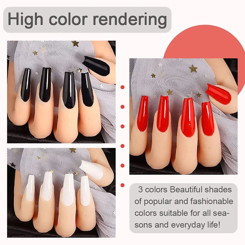 15ml Classic Gel Nail Polish, Vibrant Black, White Red Shades Varnish Easy Soak Off UV LED Nail Gel for Home Salon & DIY Nail Art