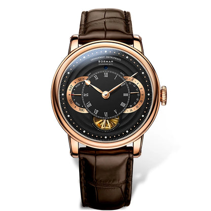 BORMAN Design Luxury Men Automatic Wrist Watch Skeleton Dial Genuine Leather Strap Sapphire Crystal Glass Automatic Watch