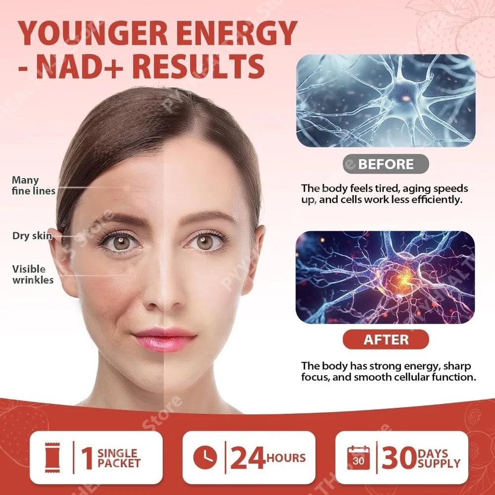 NAD+ Liquid Supplement, 1000mg High-Potency with Resveratrol PQQ, Support Cellular Energy, Focus 30 PCS