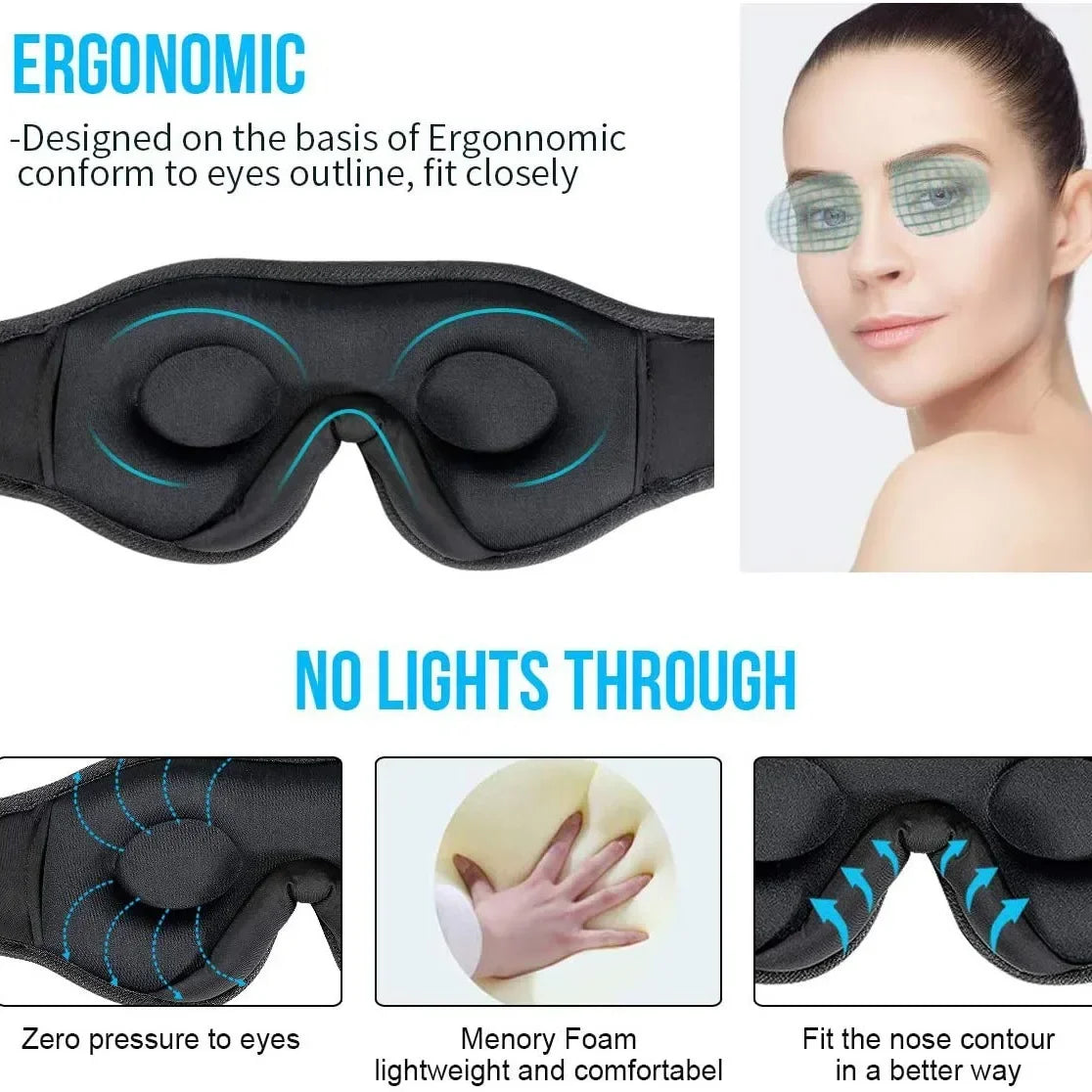 Mask For Sleep Headphones Bluetooth 3D Eye Mask Music Play Sleeping Headphones with Built-in HD Speaker