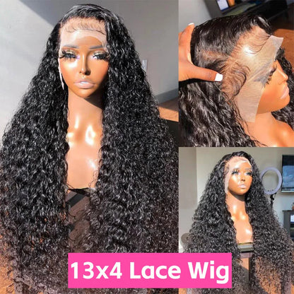 Deep Wave Wigs Human Hair 13x6 Deep Wave Lace Front Wigs Glueless Brazilian Pre Plucked with Baby Hair Natural Color for Black
