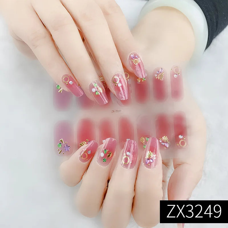 3D Waterproof Nail Art Stickers Self-Adhesive Fashion Colorful Manicure Decal UV LED Lamp Need Gel Nail Decals Nail Decoration