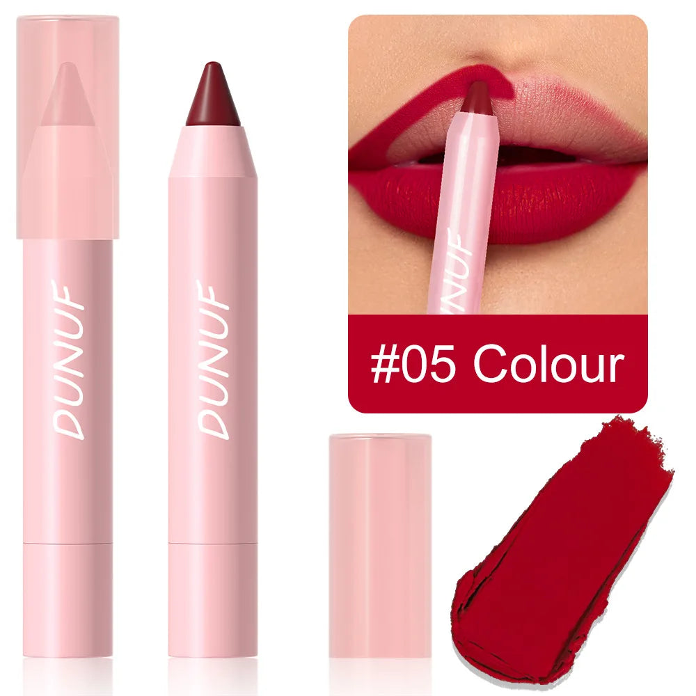 18-Colors Lipstick Pencil Waterproof Sexy Red Matte Contour Tint Lipstick Lasting Non-stick Cup Lipliner Pen Lip Makeup Cosmetic - Merit Sell