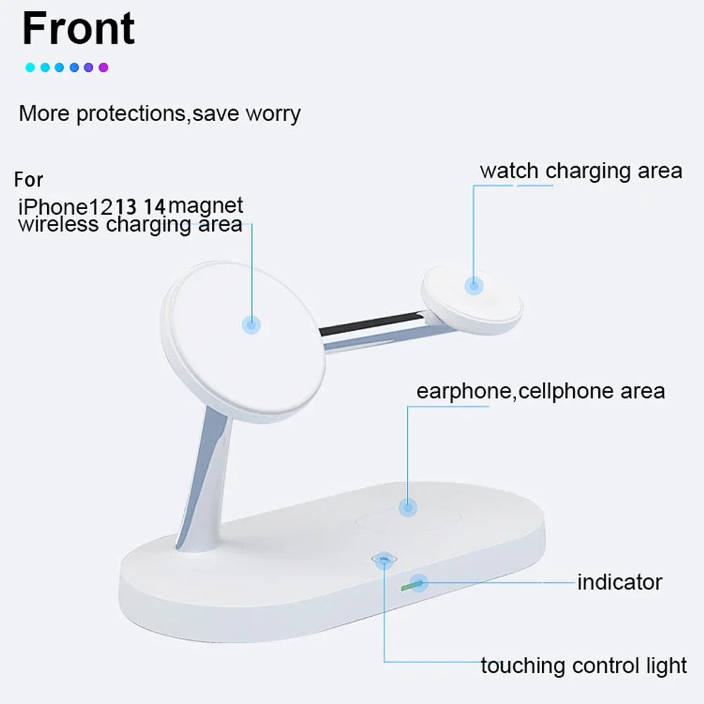 3 in 1 Wireless Charger Stand For iPhone 12 13 14 15 16 Fast Charging Station