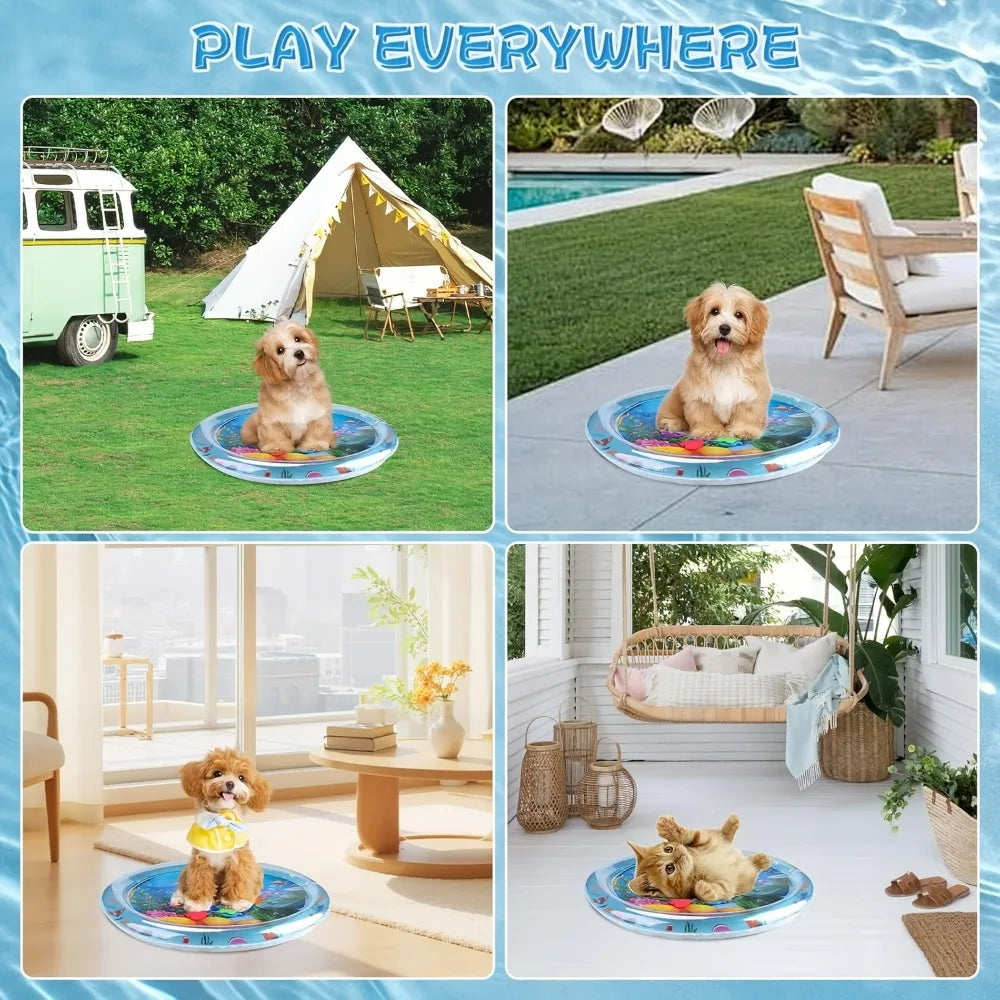 1pc Interactive Fun Design Cat Play Mat with Floating Fish Design Splash-Proof PVC for Indoor Cats
