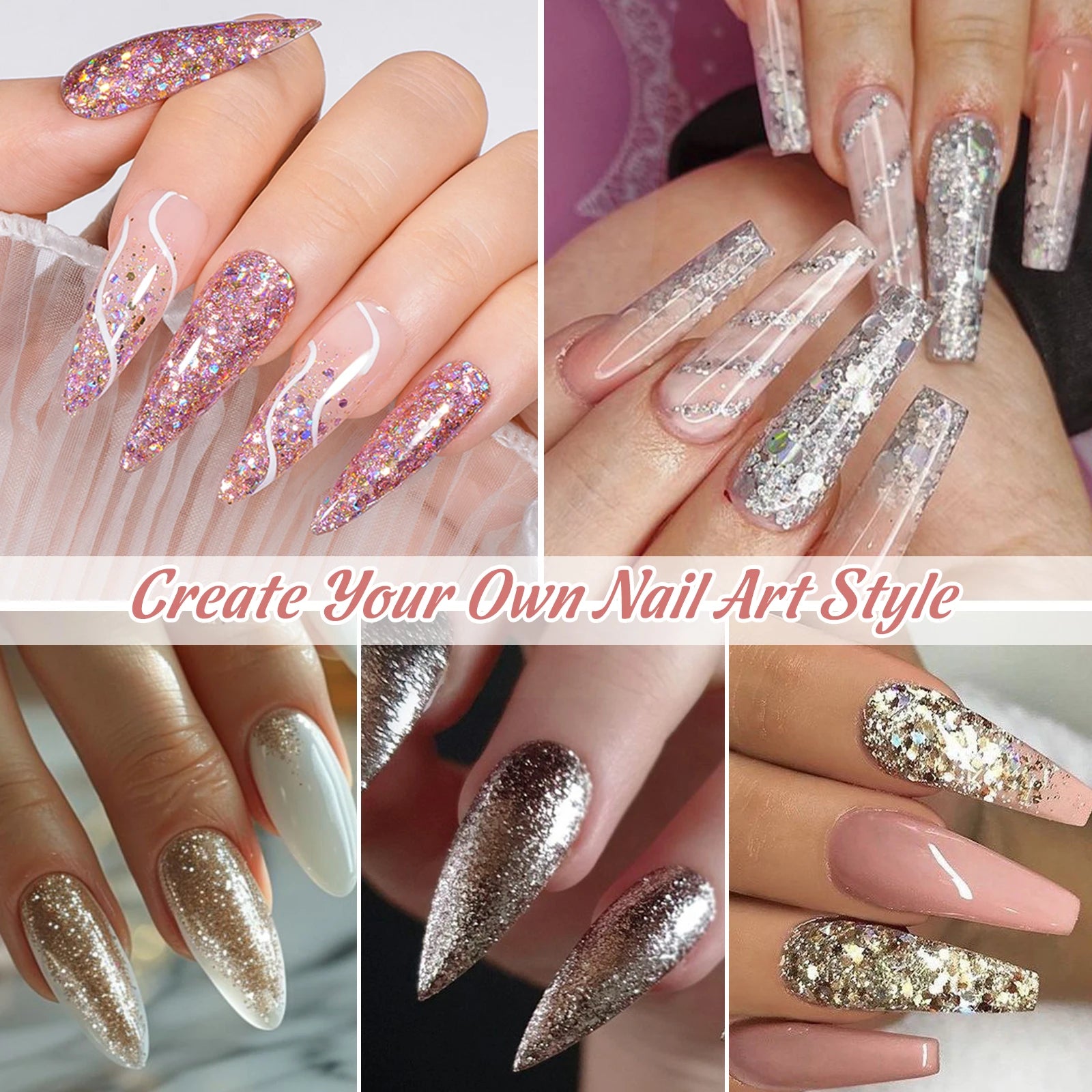 7pcs/set 8ml Sequins Gel Nail Polish Set Vibrant Pink Color Glitter Semi Permanent Soak Off UV LED Nail Art Varnish For Manicure