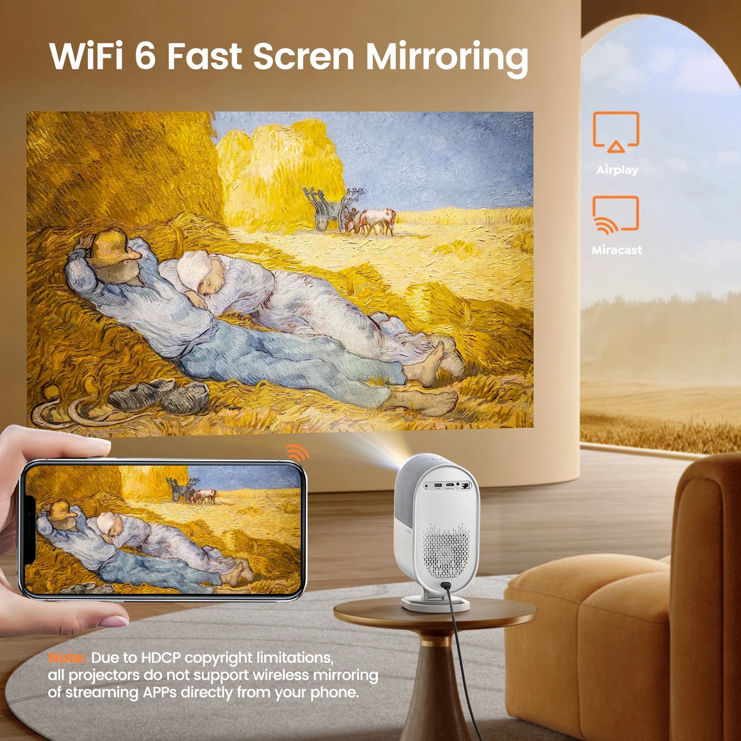Wimius 1080P Projector 4K Home Theater 1000ANSI Dolby Audio with WiFi6 20W Speakers Movie Proyector Portable Outdoor Projectors