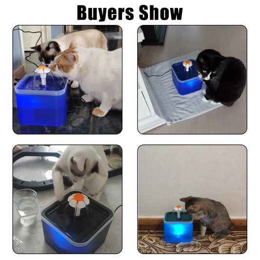 Pet Water Dispenser with Recirculate Filtring Cat Drinking Fountain USB Charging for Fresh Water with LED Lighting Automatic