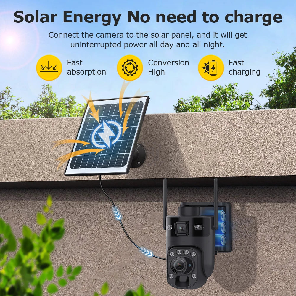 Ubox Camera 12MP 4G Solar Camera Dual Screens Dual Lens 60X Zoom WiFi Surveillance Cameras PTZ PIR Detection Auto Tracking Ubox
