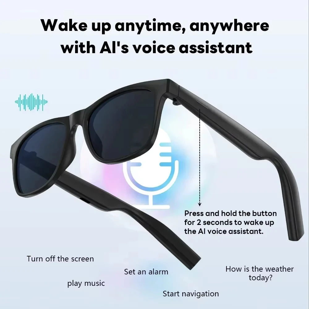 Lenovo 8KHD AI Smart Sunglasses NEW Touch Control Photo Recording Translator Voice Assistant Music Bluetooth Wireless Glasses