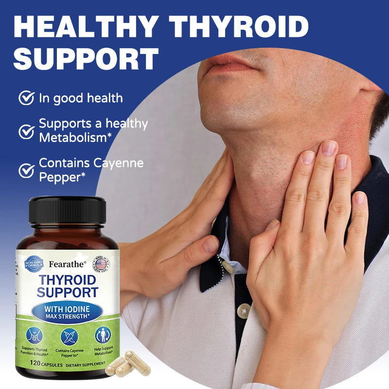 Thyroid Supplement for Men and Women - Thyroid Health, Metabolism, Energy and Focus Formula - 120 Capsules,Non-GMO