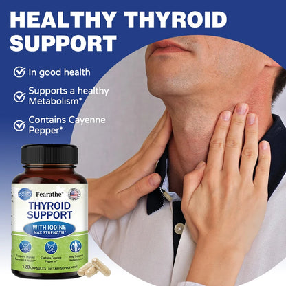 Thyroid Supplement for Men and Women - Thyroid Health, Metabolism, Energy and Focus Formula - 120 Capsules,Non-GMO