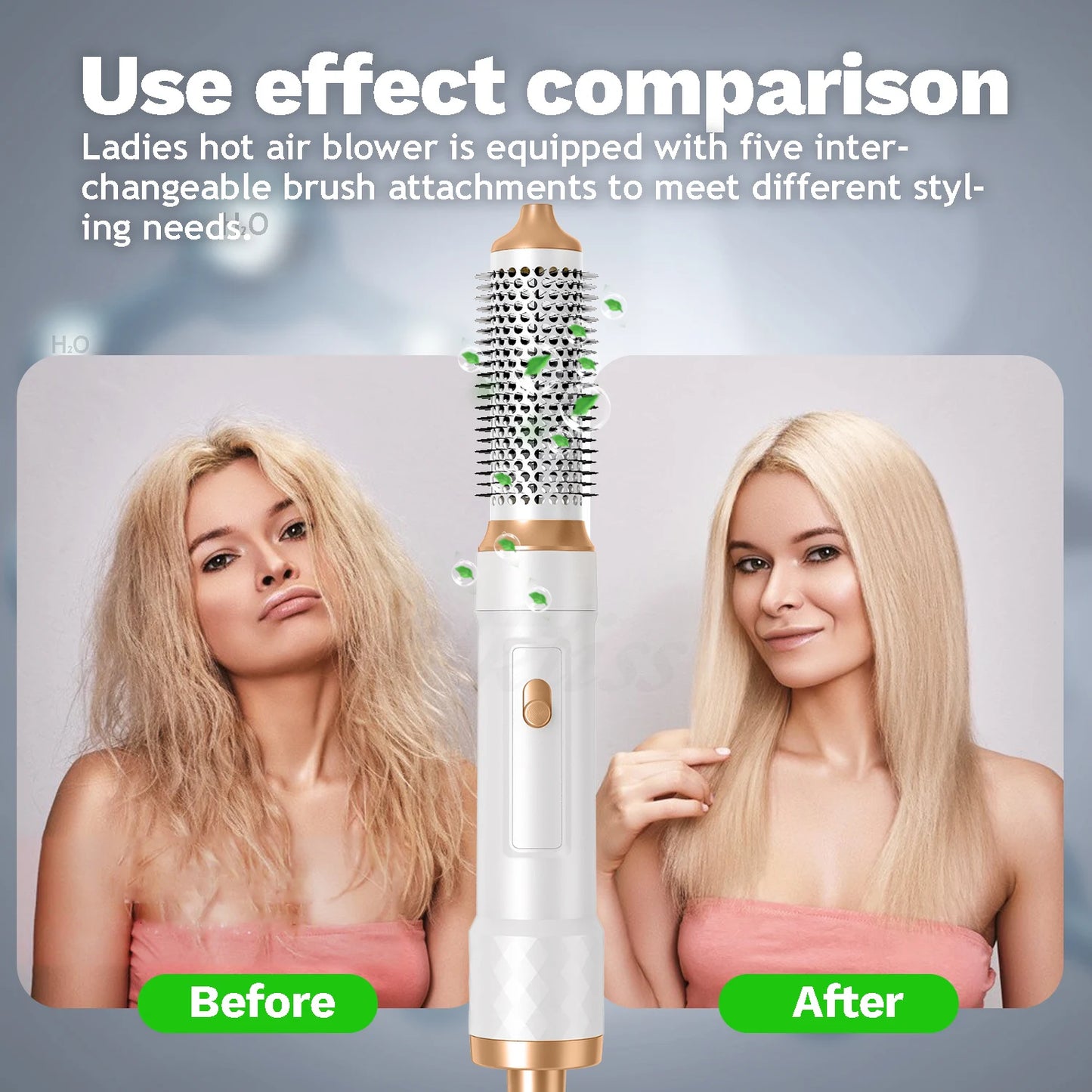 UKLISS Hair Dryer & Styler 5 in 1, Auto Curling Air Brush with Round Brush Hairdryer