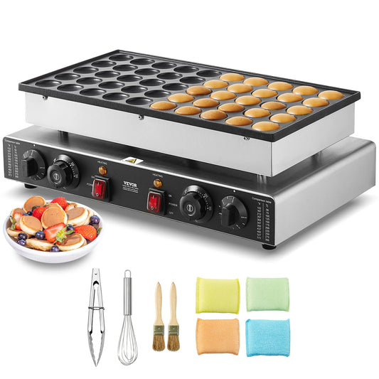 SucceBuy 50Pcs Mini Dutch Pancake Maker Dorayaki Baker Machine Commercial Non-stick Waffle Maker Dual Temp & Time Control Merit Sell