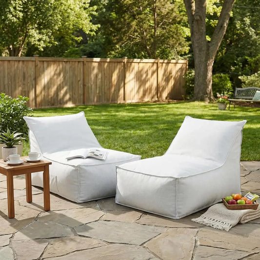 Outdoor Bean Bag Chairs Set of 2, 48" Lounger Chair for Adults Bean Bag Couch Sofa with Memory Foam Filled for Patio Pool Balcon
