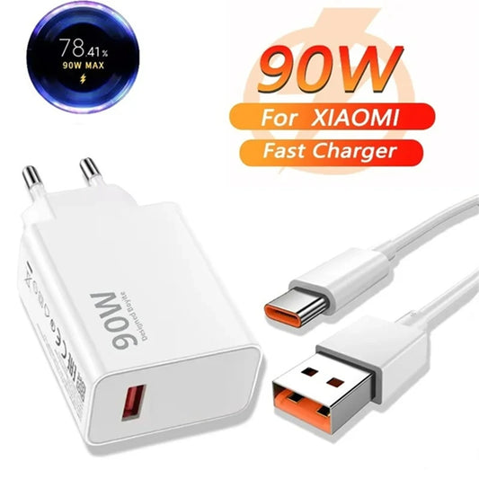 90w 6A Mobile Phone Charger Charging Head European And American Plug Adapter Fast Charging Head Suitable For Xiaomi Redmi - Merit Sell