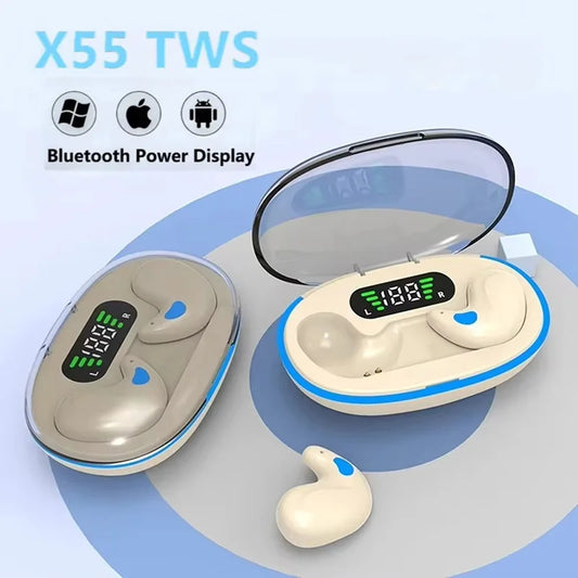 Bluetooth Wireless Headphones X55 Earbuds Ear Hooks Bluetooth Earphones Bass Noise Reduction Earbuds HiFi Stereo Headsets