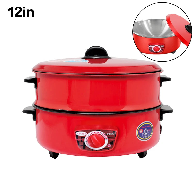 2.4L/4L Red Multicooker Single Layer Electric Pot 1-2 People Household Non-stick Pan Hot Pot Rice Cooker Cooking Appliances