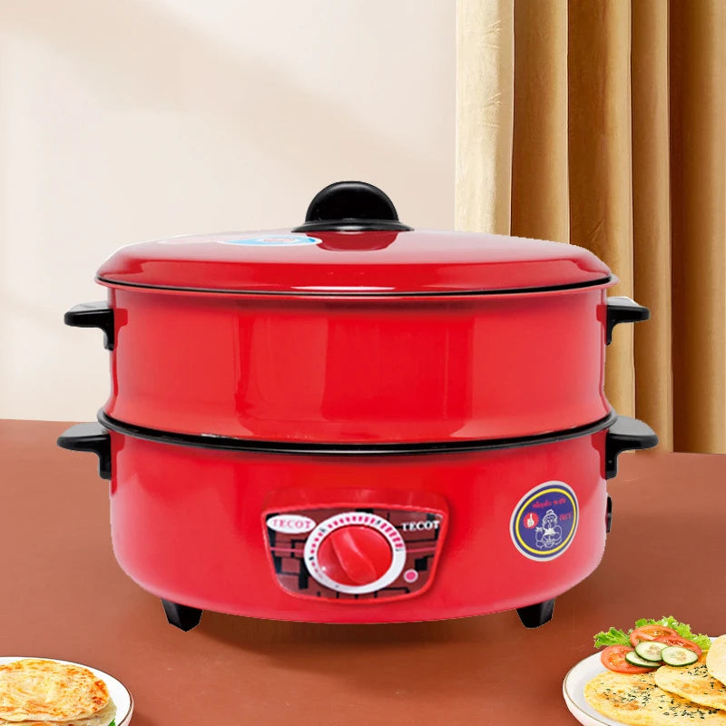 2.4L/4L Red Multicooker Single Layer Electric Pot 1-2 People Household Non-stick Pan Hot Pot Rice Cooker Cooking Appliances