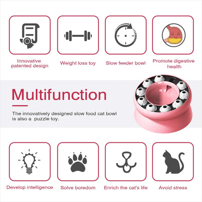 Cat Toys Slow Feeder Cat Bowl Interactive for Indoor Cats Cat Puzzle Feeder Pet Toy for Aid Pets Digestion & Mental Stimulation