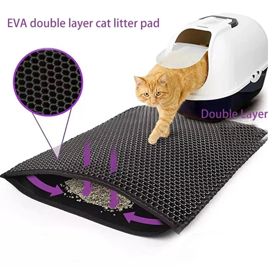 Cat Litter Mat With Gift Double Layer Waterproof Pet Litter Box Mat Non-slip Sand Cat Pad Washable Bed Mat Clean Pad Products - Merit Sell