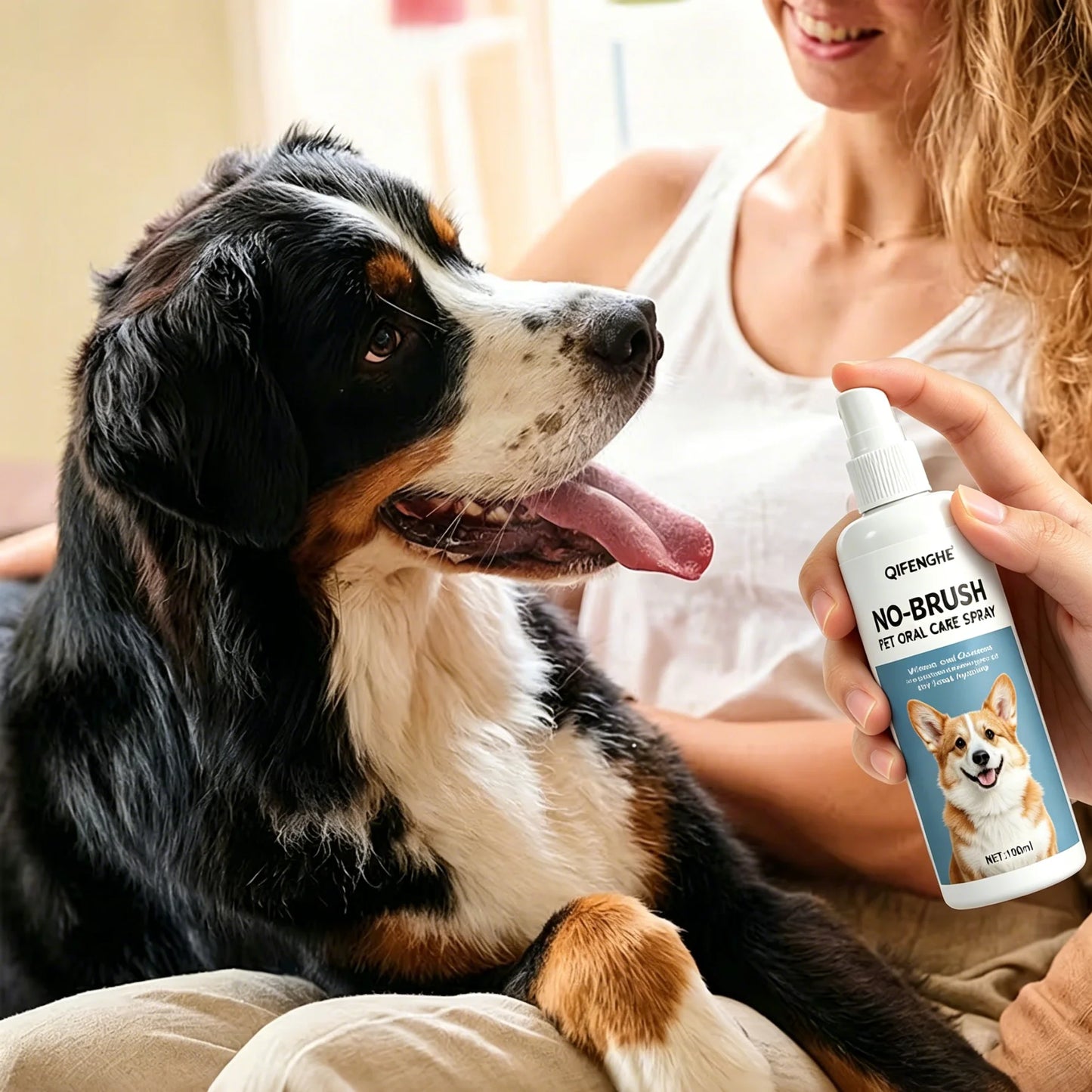 NO-BRUSH PET ORAL CARE SPRAY, No Brushing Needed Pet Breath Freshener, Gentle Oral Cleaner for  Cat Dog Daily Dental Care