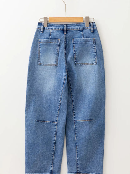 Seam Detail Loose Fit Cropped Jeans - Merit Sell