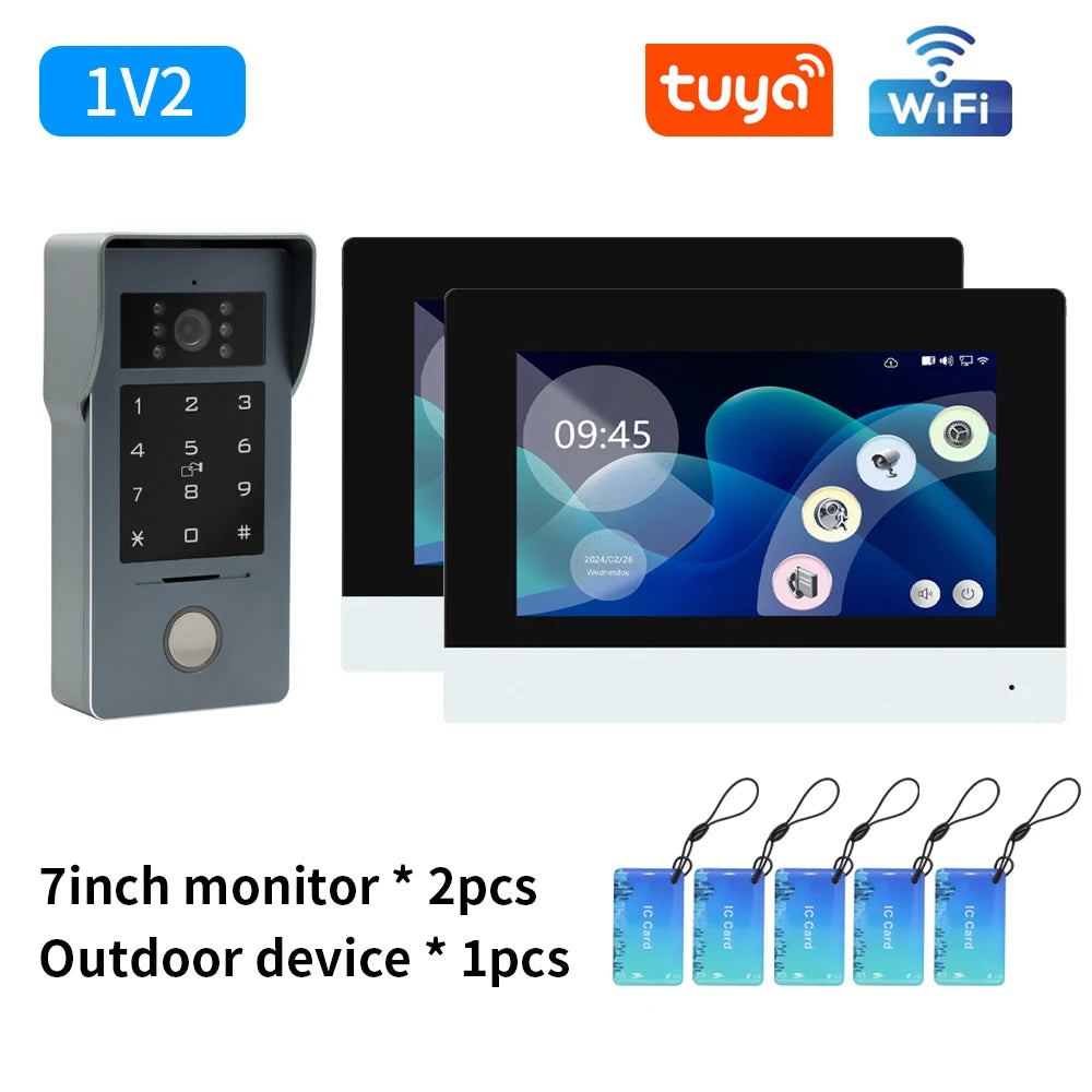 Wifi 1080P Video Intercom Video Doorbell Color Touch Screen Camera Access Control Security IP Villa RFID Support Tuya App