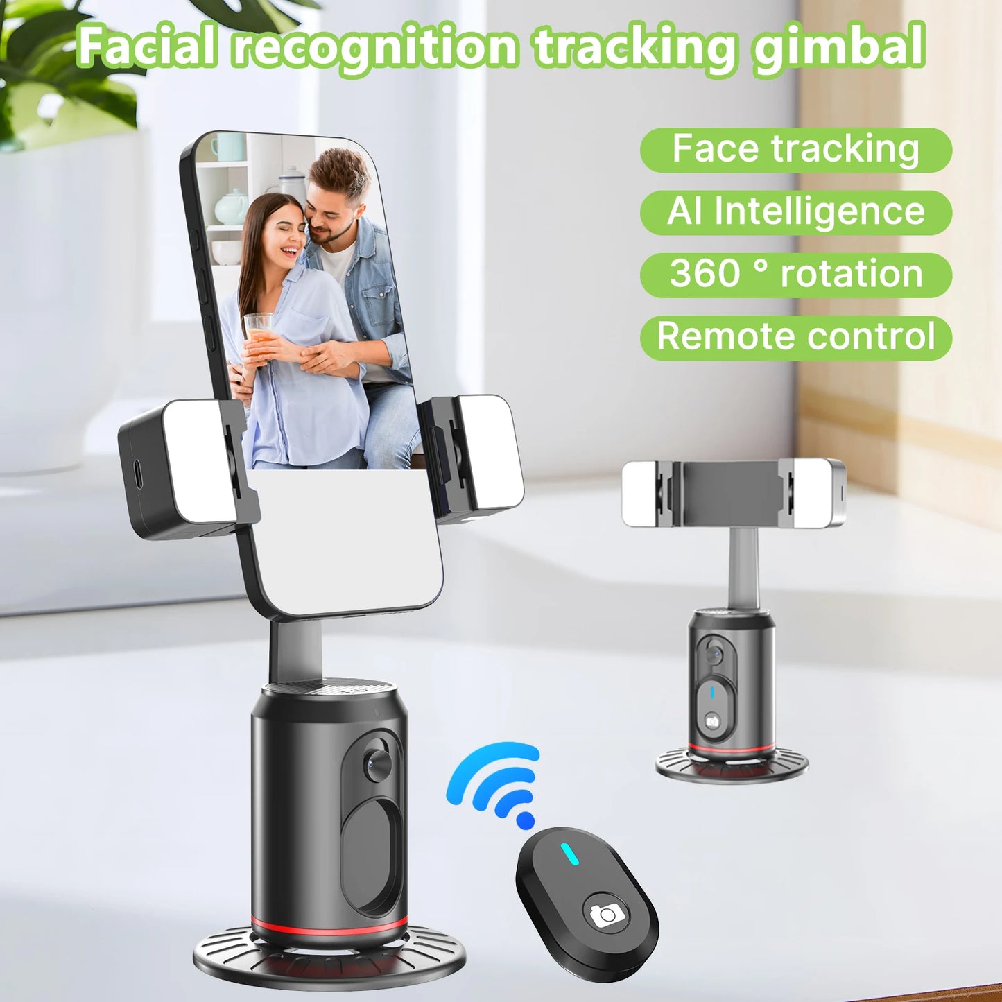360° Auto Face Tracking Tripod For Live Video Vlog Facial Recognition Tracking Gimbal For Phone Remote Control
