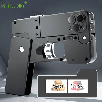 Phone 15 15Pro 15Pro Max Folding Mobile Phone Soft Bullet Launcher Mini Portable Toy Gun Model Adult Games Toy M4 AR15 AK ZG282