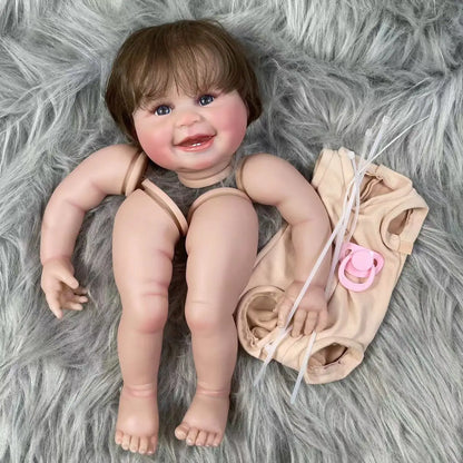 22 Inch Painted Reborn Doll Kit Juliana Adorable Girl With Hair Transplant High Quality Unfinished Doll Parts With Cloth Body