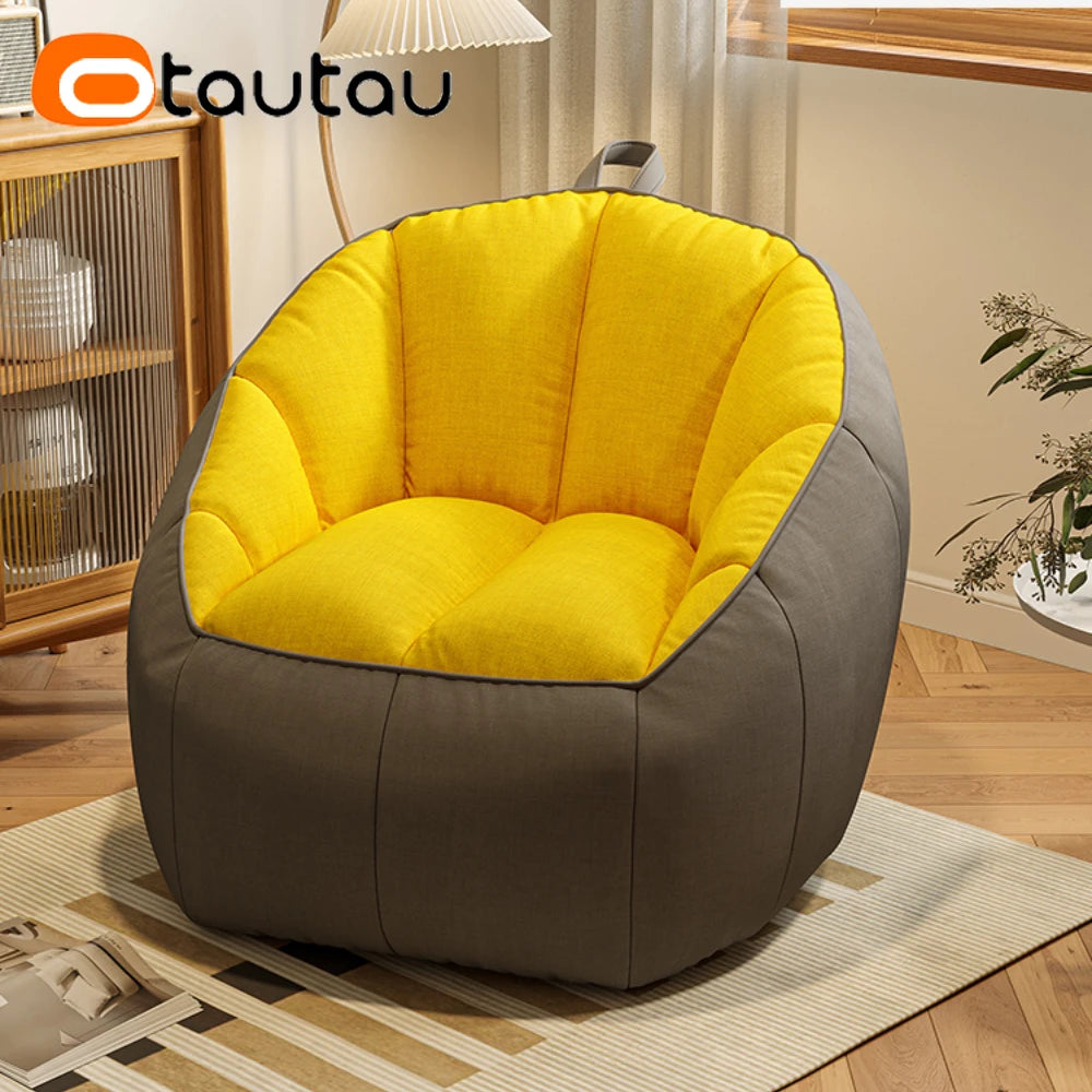 OTAUTAU Cotton Linen Bean Bag Chair with Filling Corner Beanbag Pouf with Ottoman Adults Kids Floor Sofa Nest Couch SF153