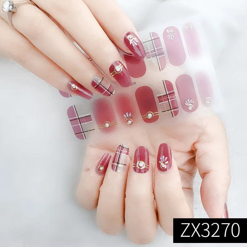 3D Waterproof Nail Art Stickers Self-Adhesive Fashion Colorful Manicure Decal UV LED Lamp Need Gel Nail Decals Nail Decoration